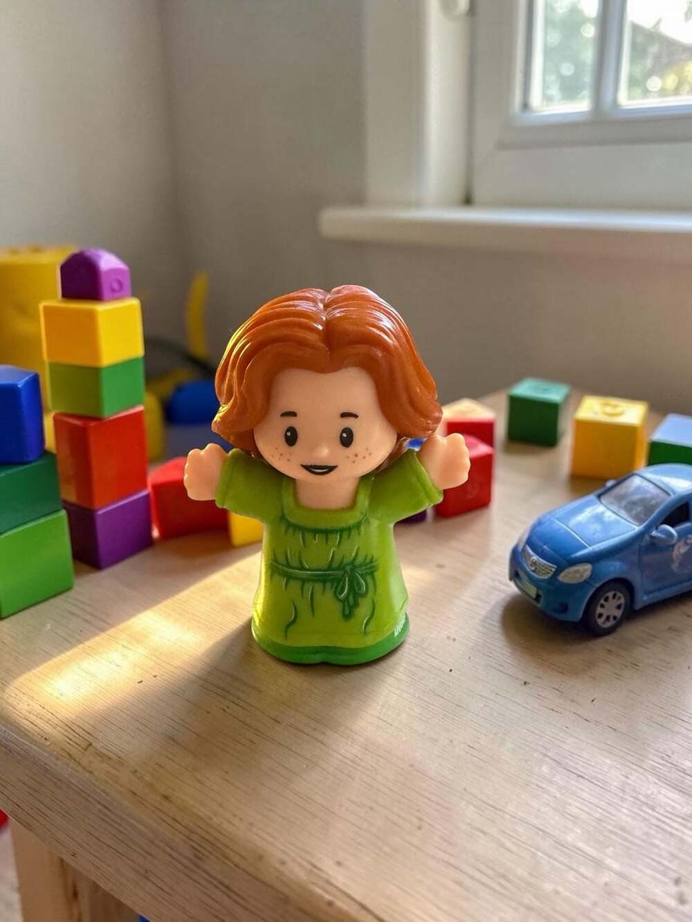 Fisher-Price Little People Mia Figure Red Hair Green Dress Freckles